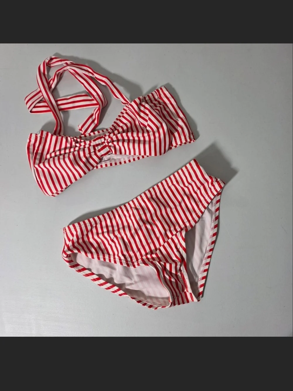 Red & White Striped Bikini Set